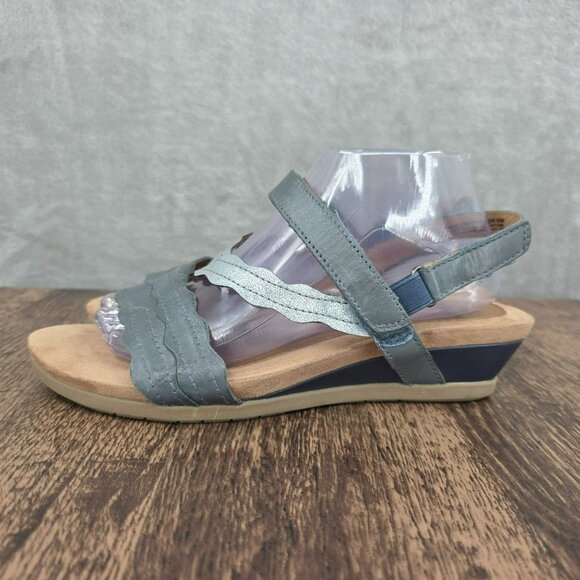 Earth Origins Pico Poppy Sandals 9 W Admiral Blue Multi Leather Metallic Strappy - Picture 8 of 13